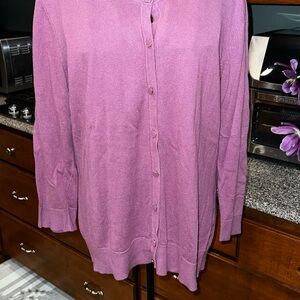 Purple Cardigan Sweater Lightweight Knit